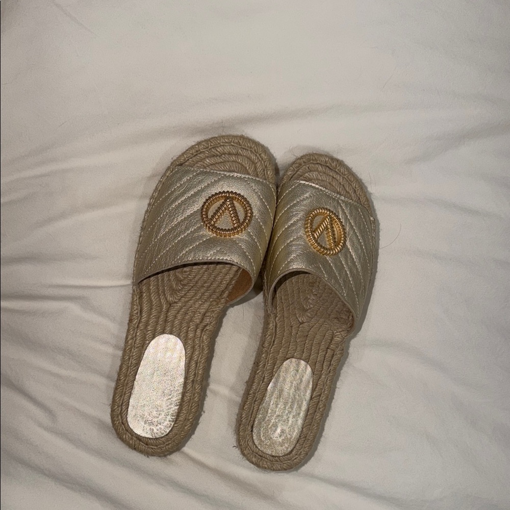 Valentino By Mario Valentino Gold Quilted Mules